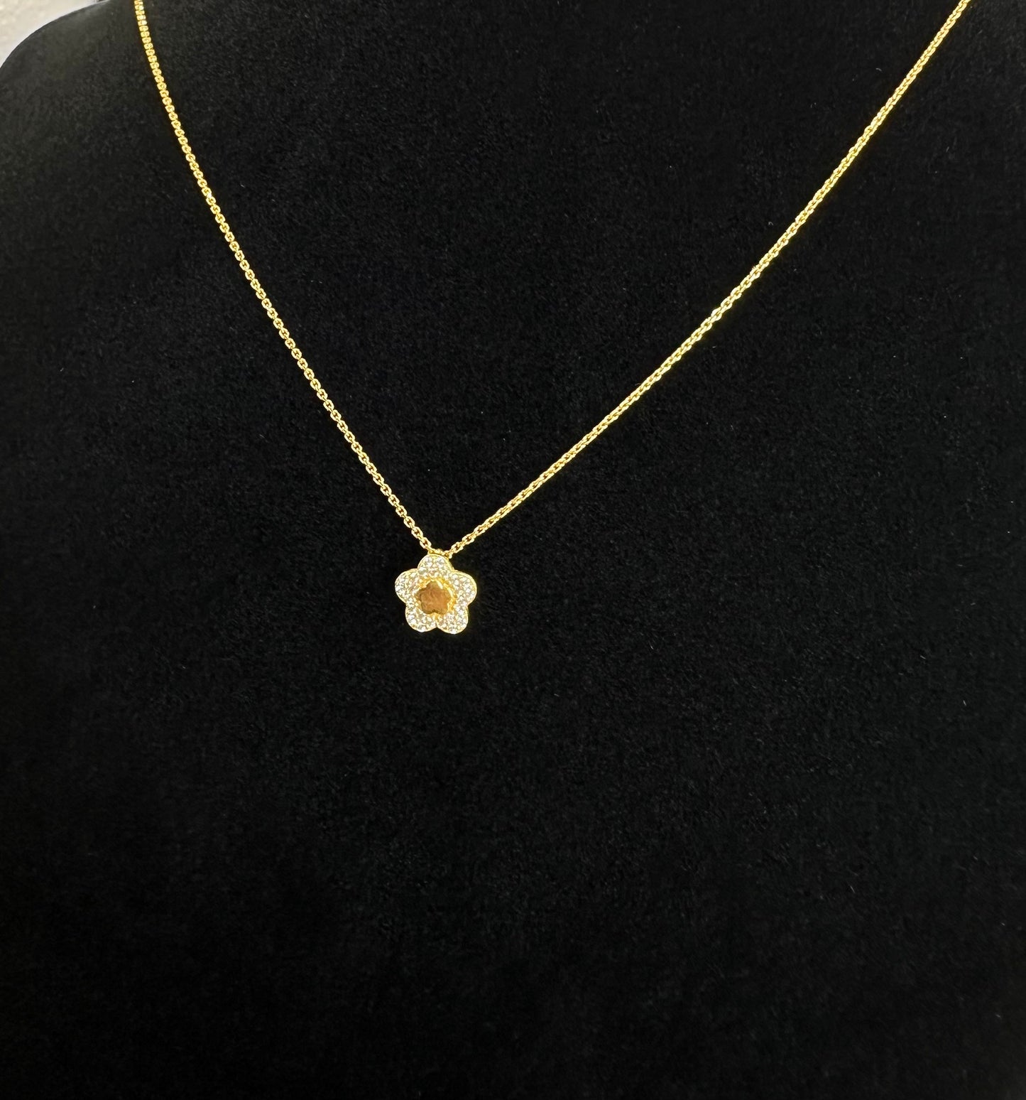 22k solid gold designer flower necklace