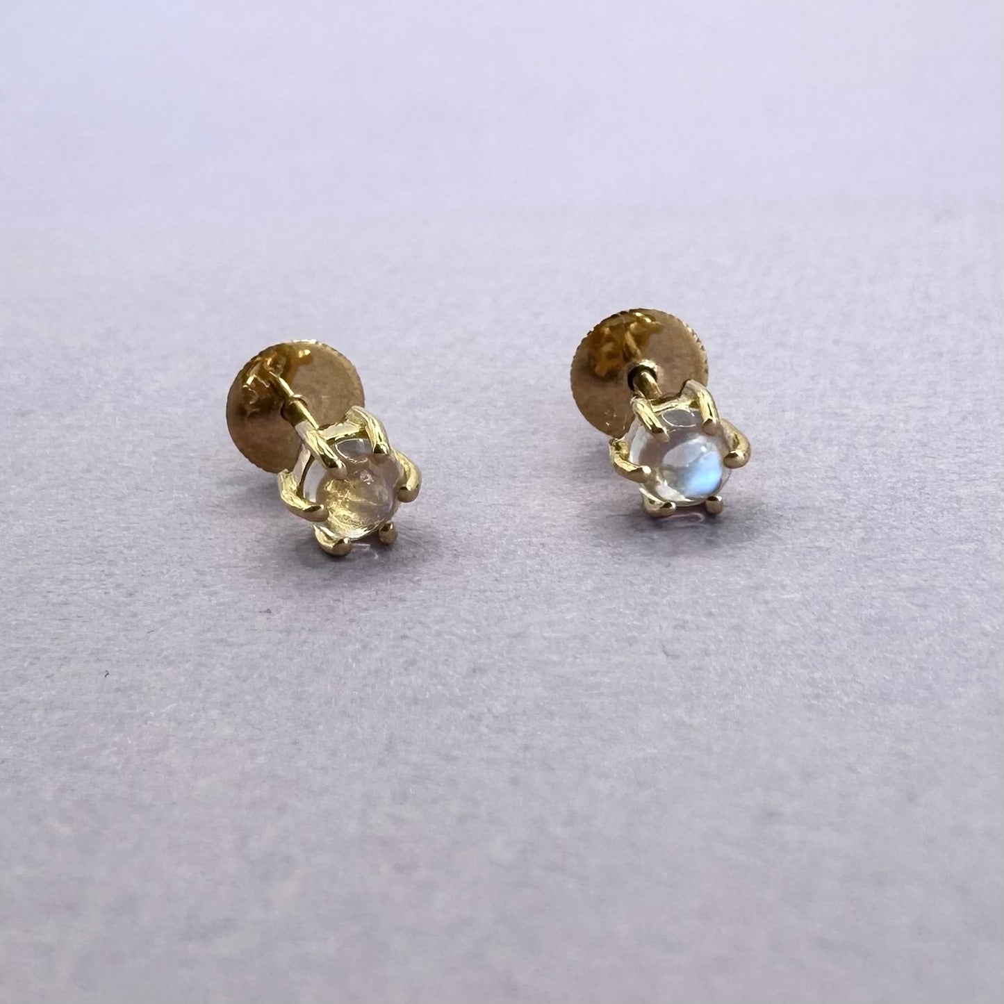 22k solid gold moon stone earrings