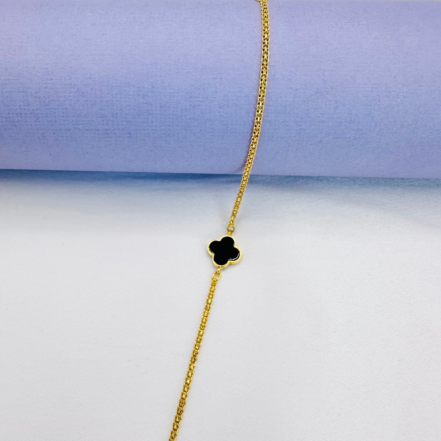 22k solid gold two colour clover bracelet