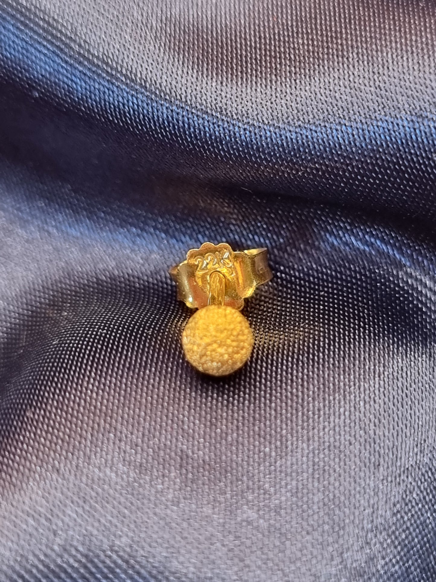 22k solid gold globe earrings in Sand blast finish