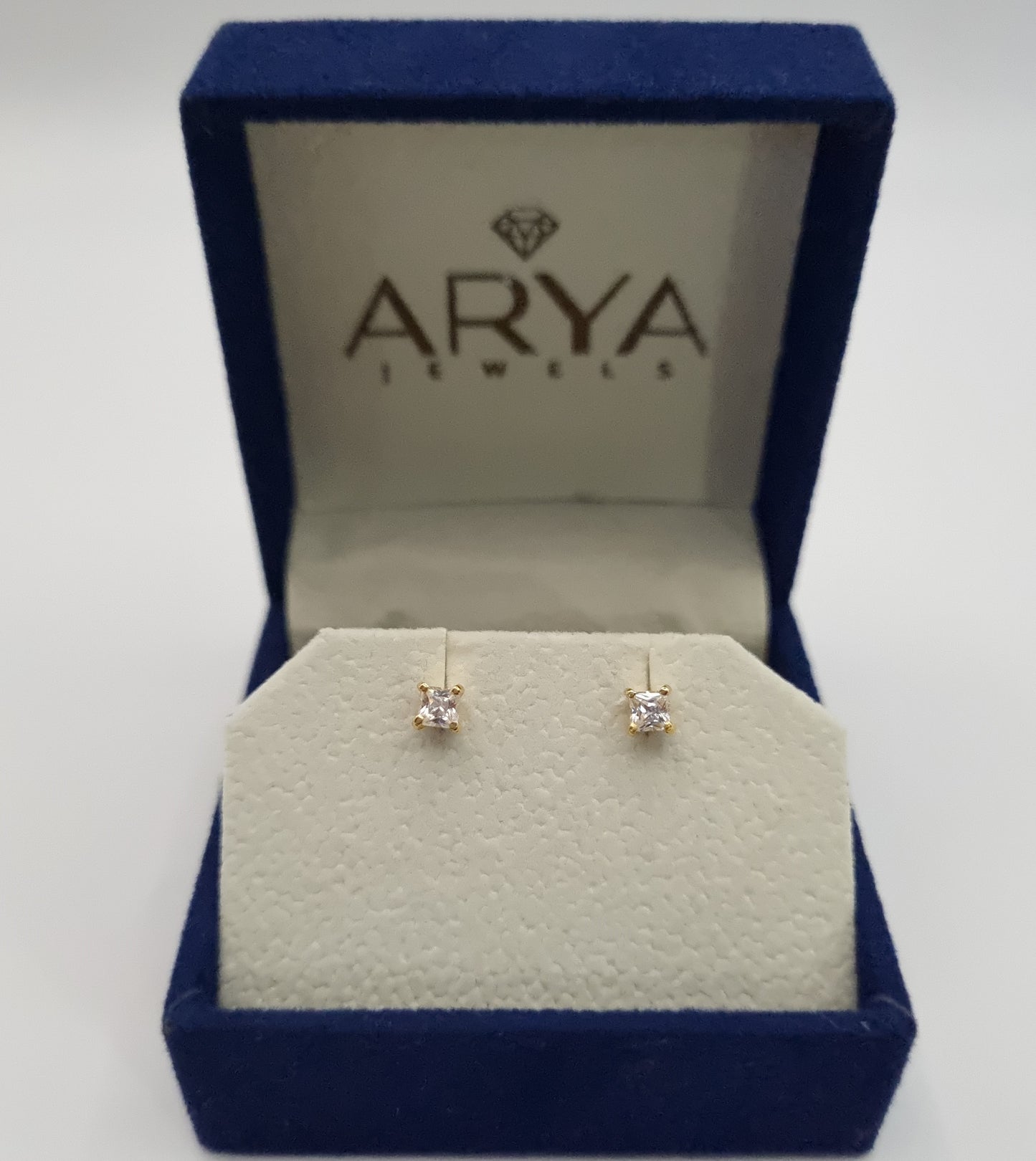 22k solid gold small square earrings, earrings for kids and adults, gift jewellery gold, unisex ear studs