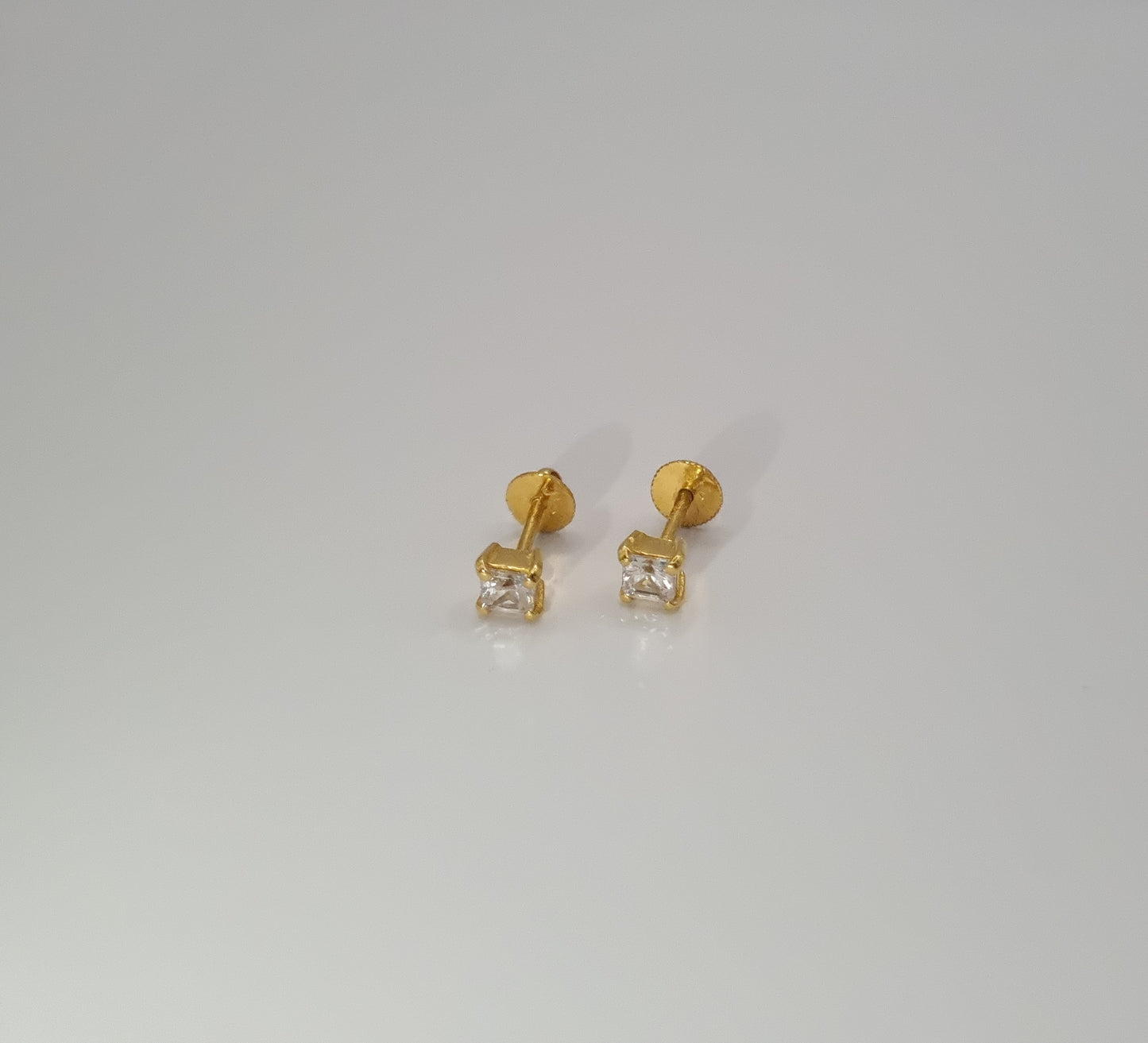 22k solid gold small square earrings, earrings for kids and adults, gift jewellery gold, unisex ear studs