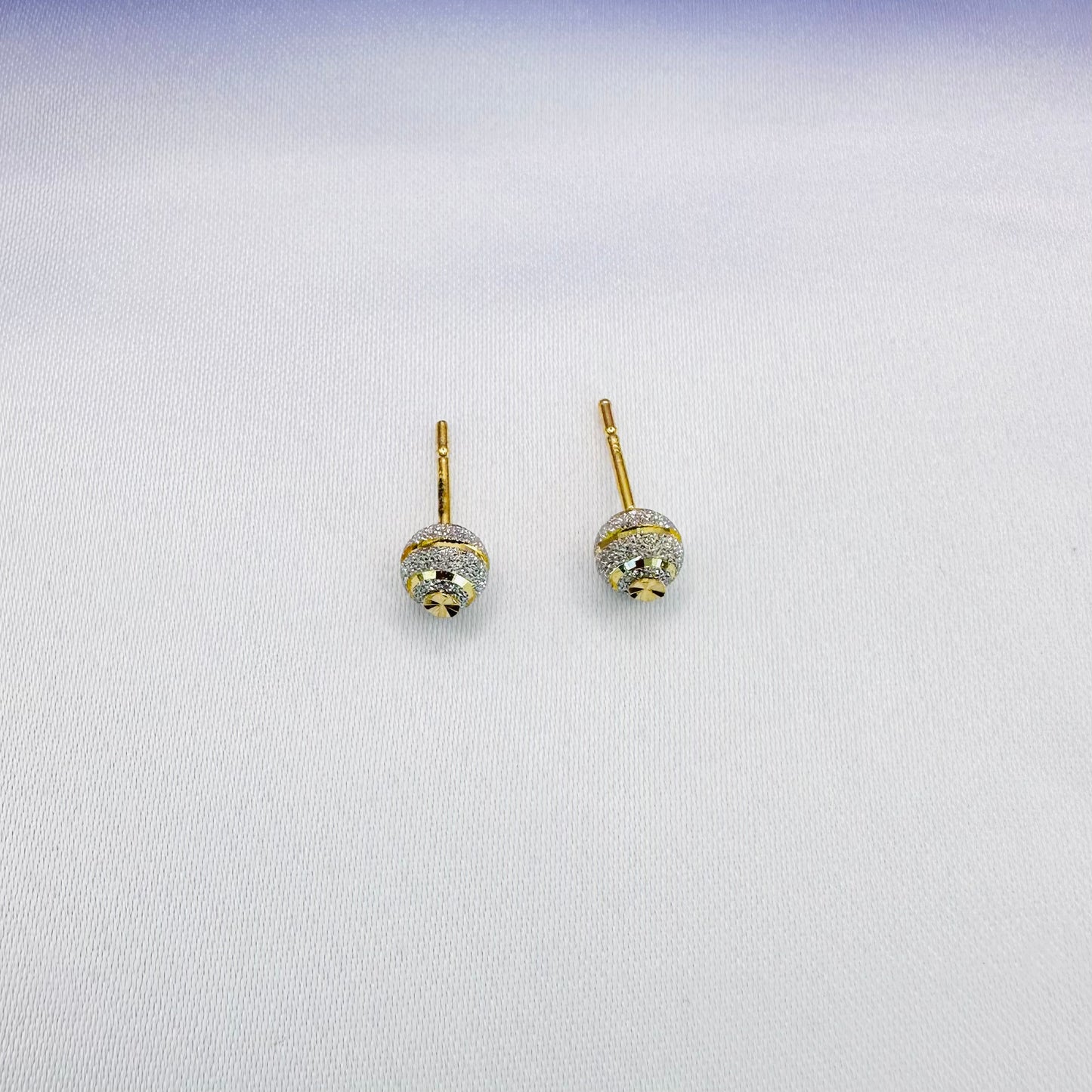22k solid gold sand blast globe earrings
