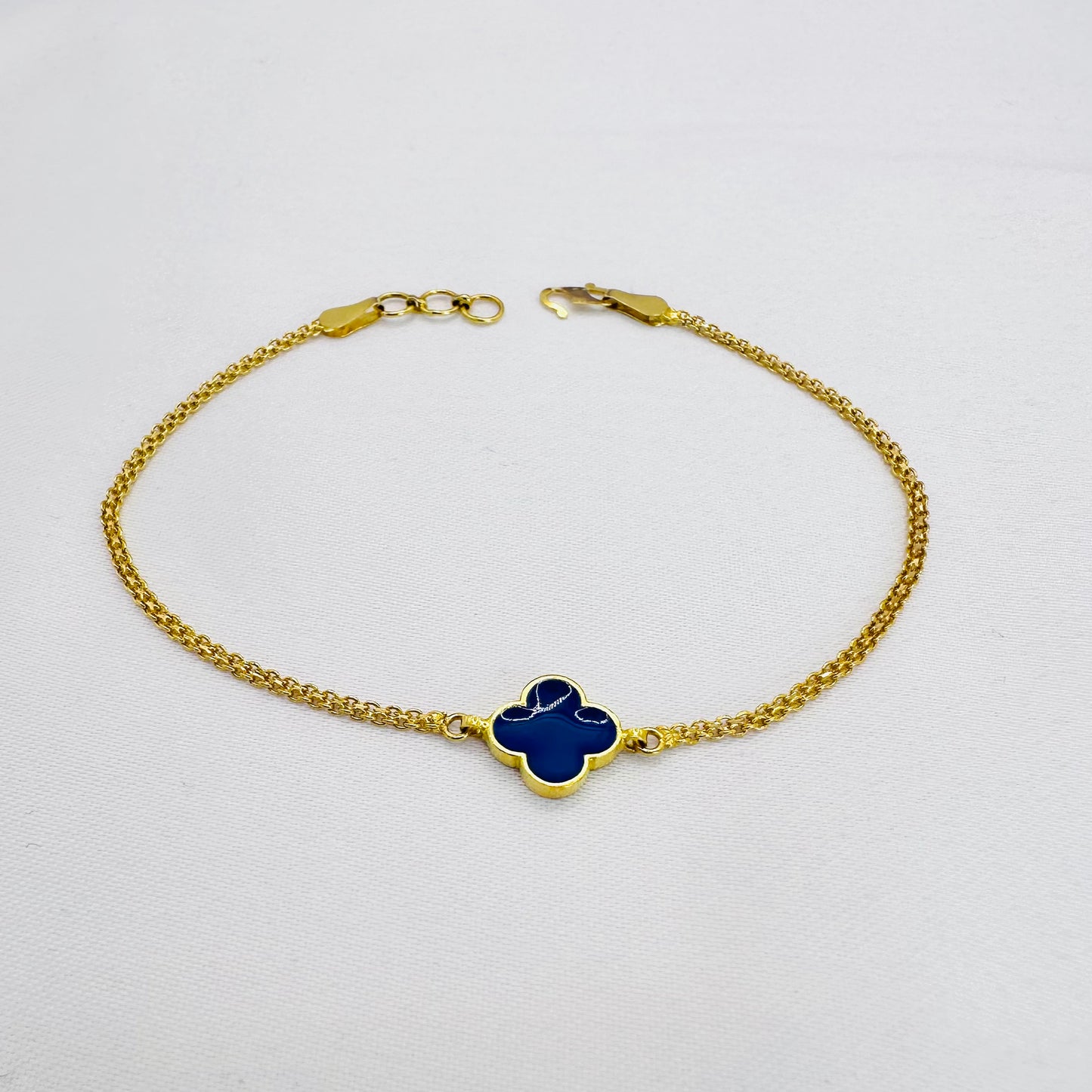 22k solid gold two colour clover bracelet
