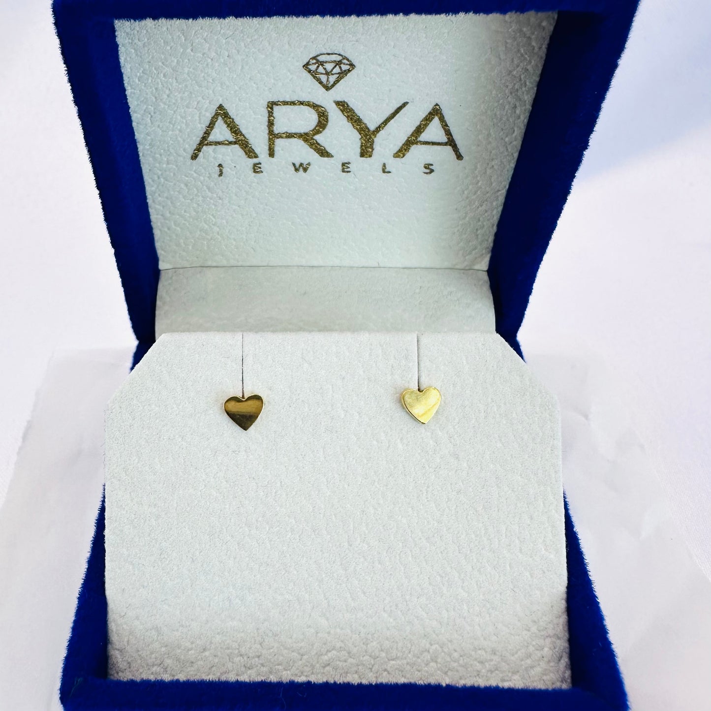 22k solid gold small heart ear studs