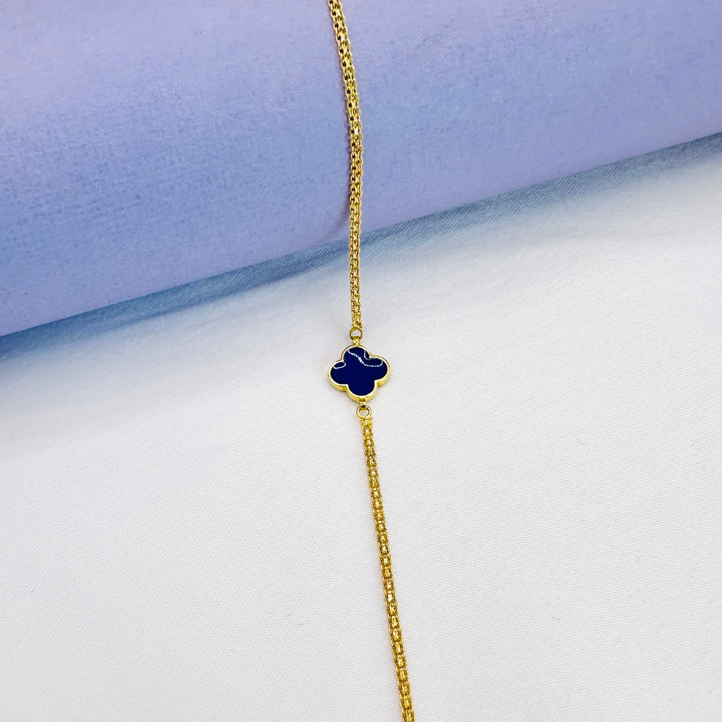 22k solid gold two colour clover bracelet
