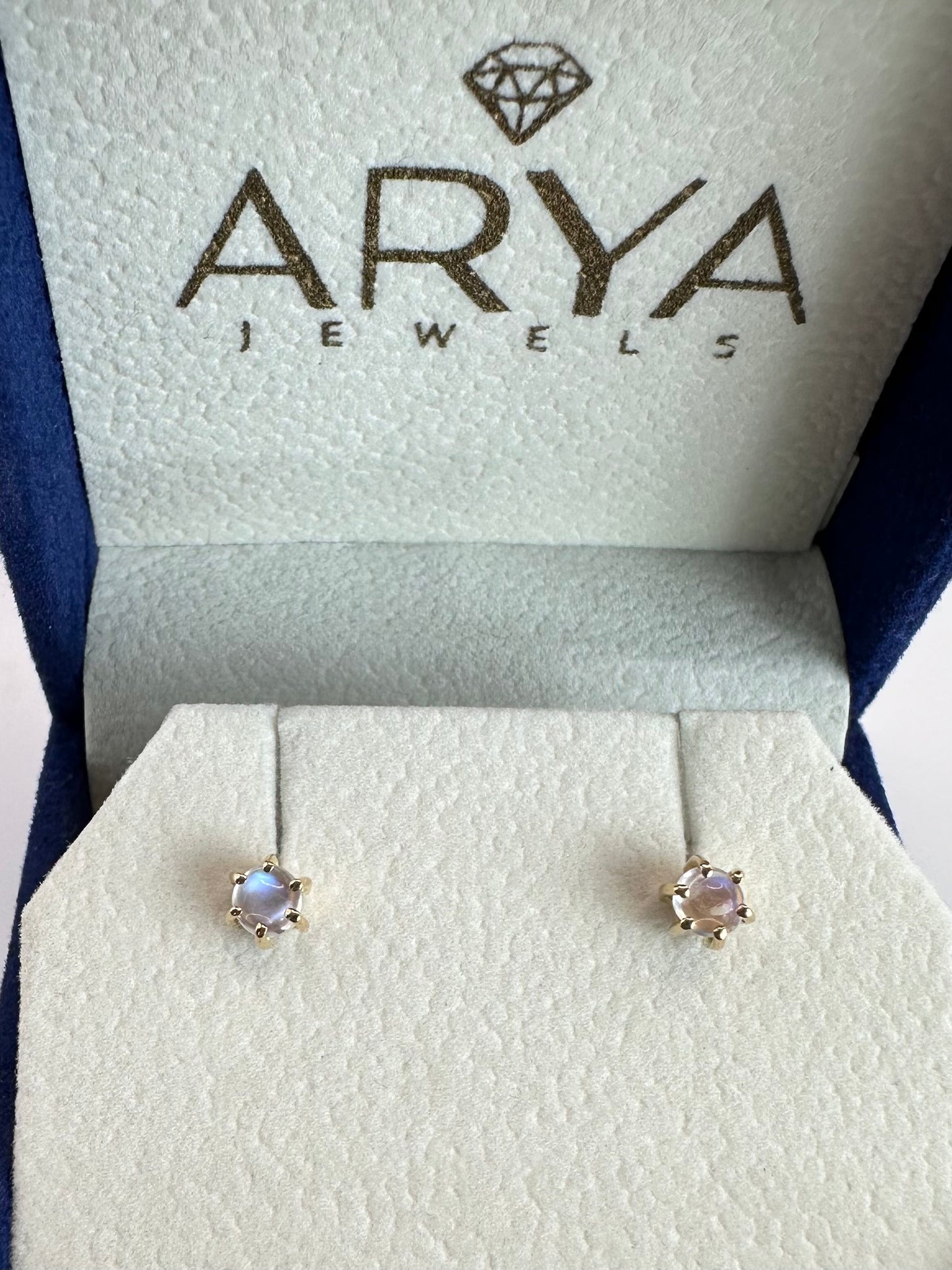 22k solid gold moon stone earrings