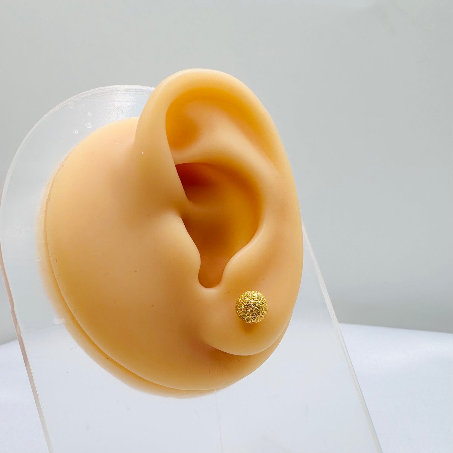 22k solid gold globe earrings in Sand blast finish