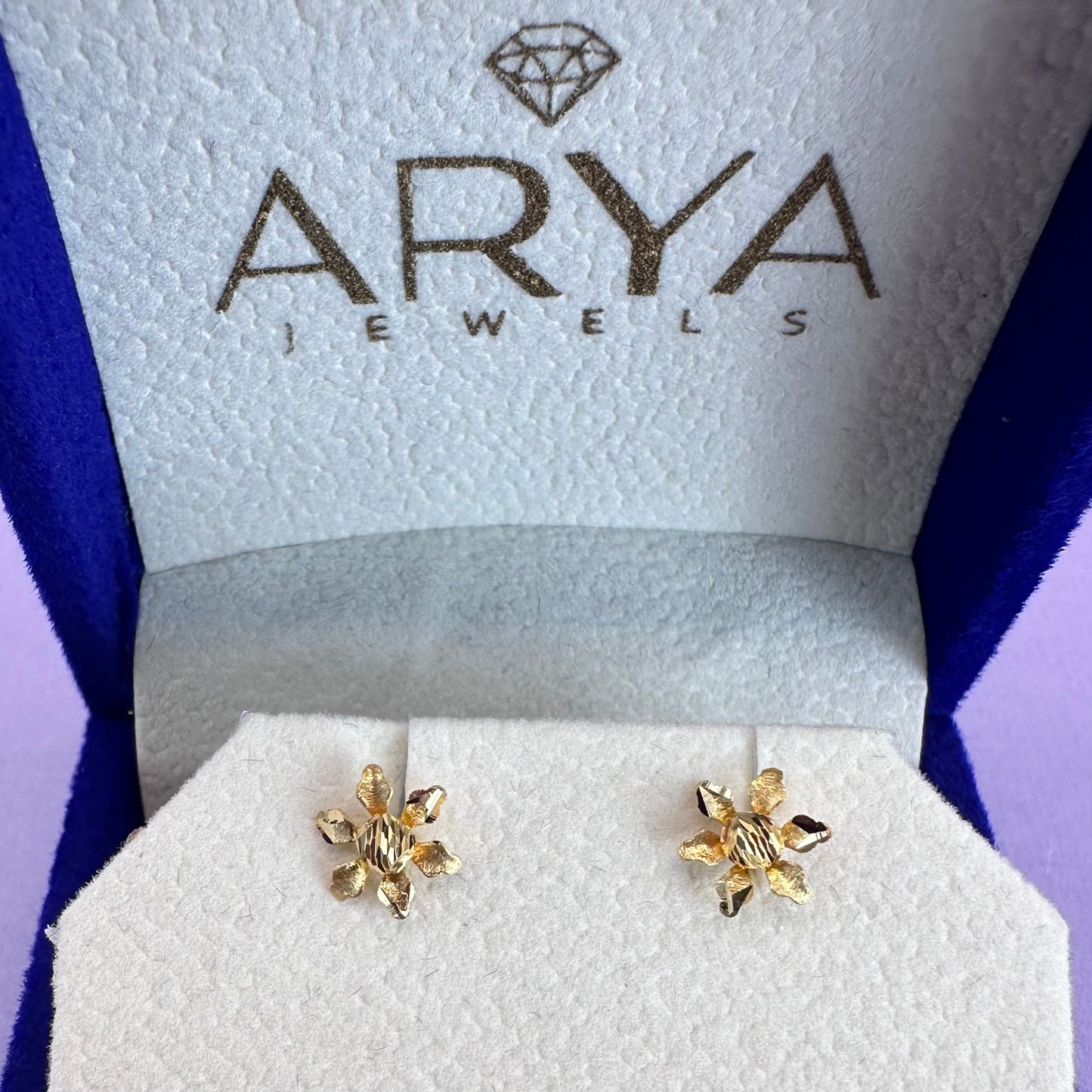 22k solid gold flower earrings