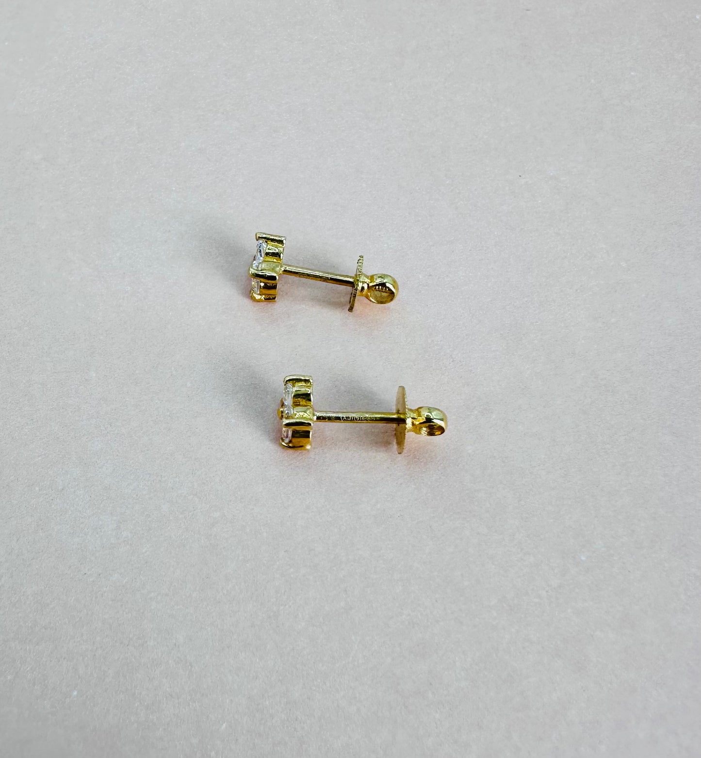 22k solid gold white CZ studded earrings