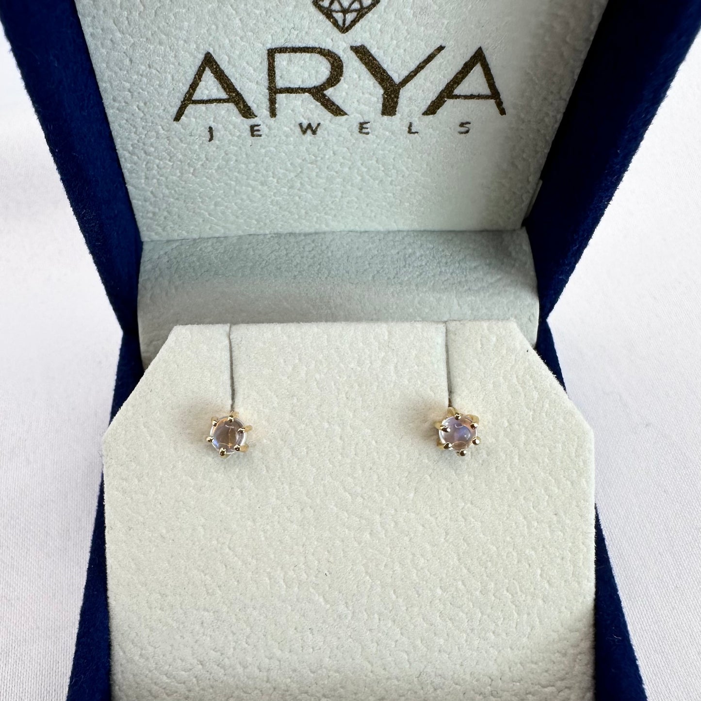 22k solid gold moon stone earrings
