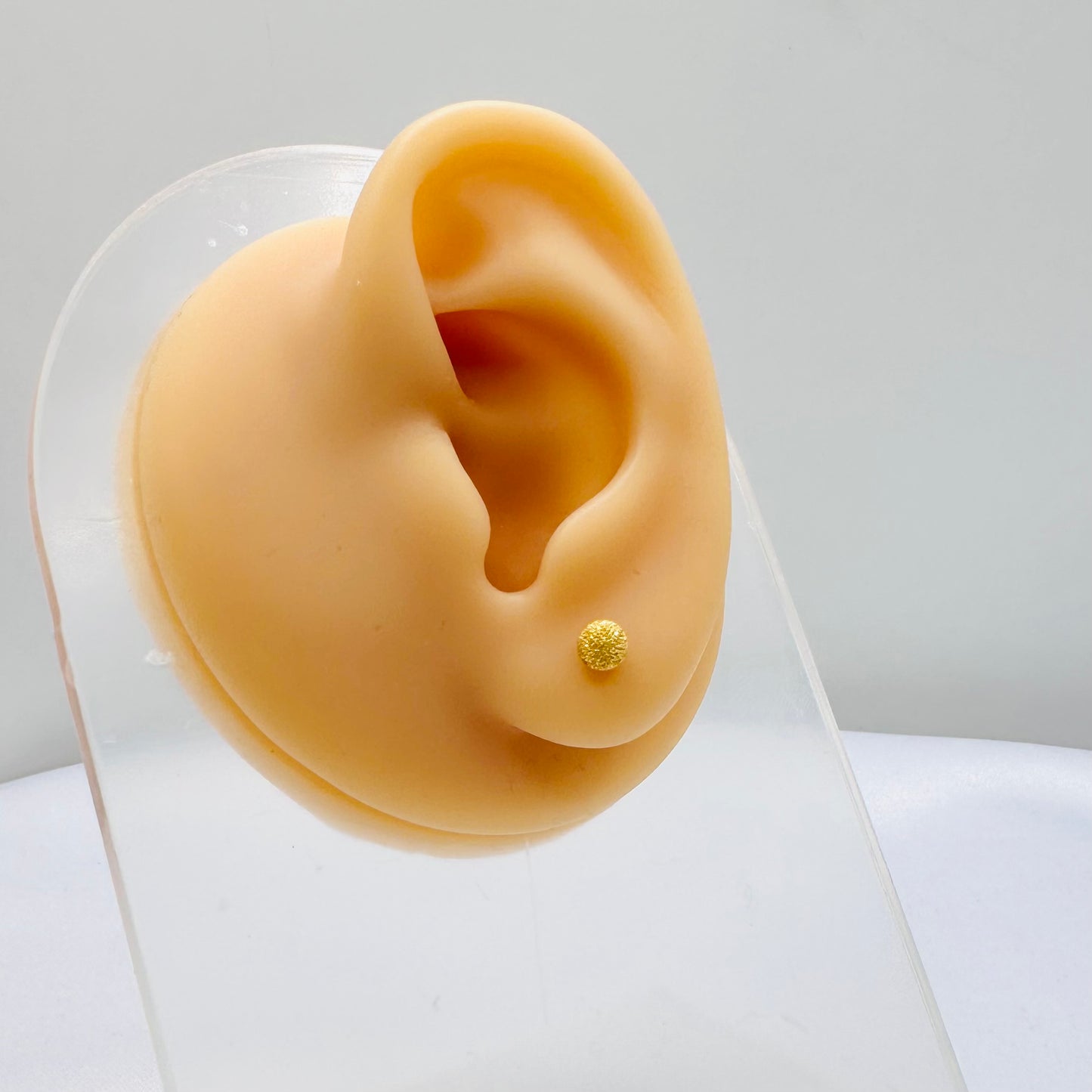 22k solid gold globe earrings in Sand blast finish