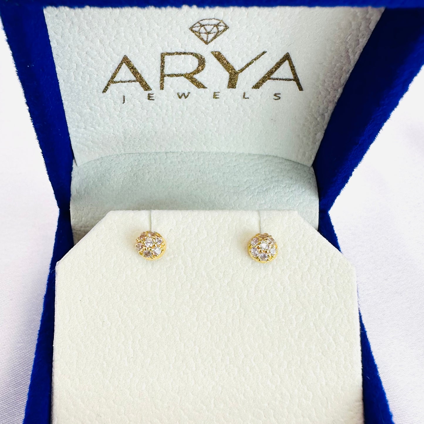 22k solid gold white studded earrings