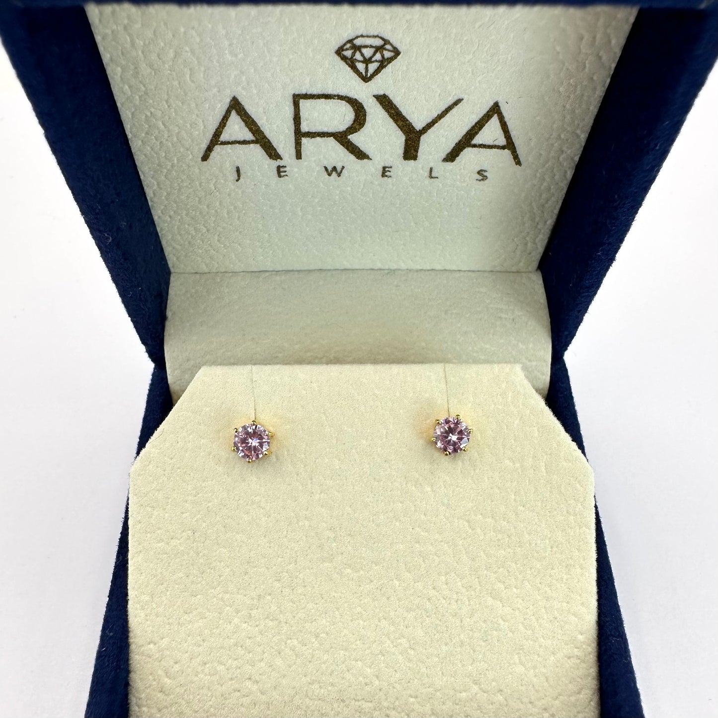 22k solid gold pink stone earrings/ear studs