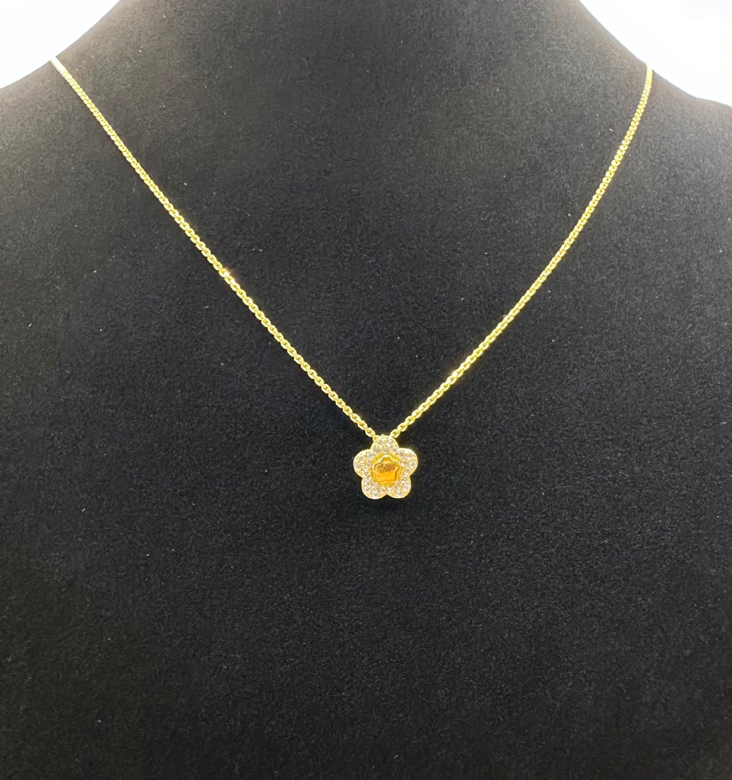 22k solid gold designer flower necklace