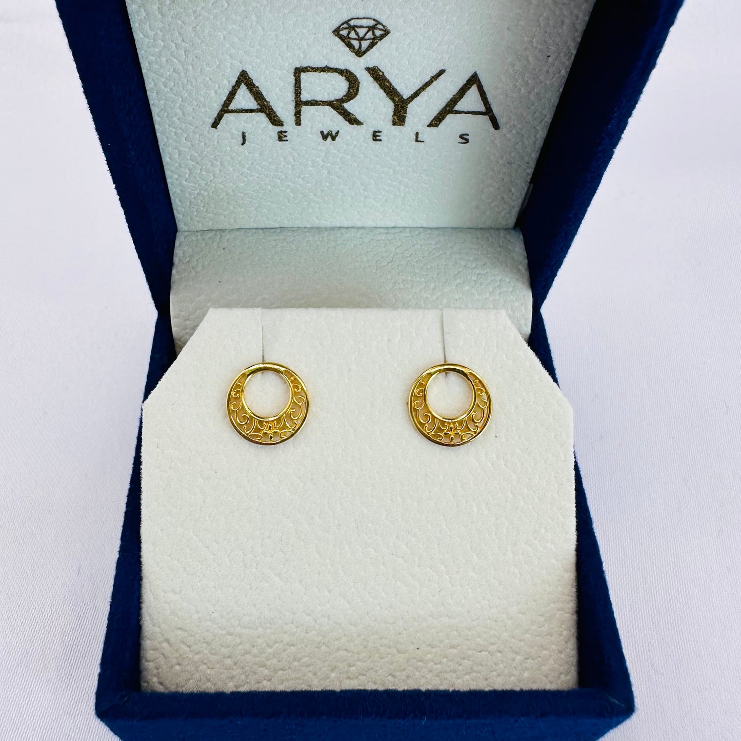 22k solid gold round earrings