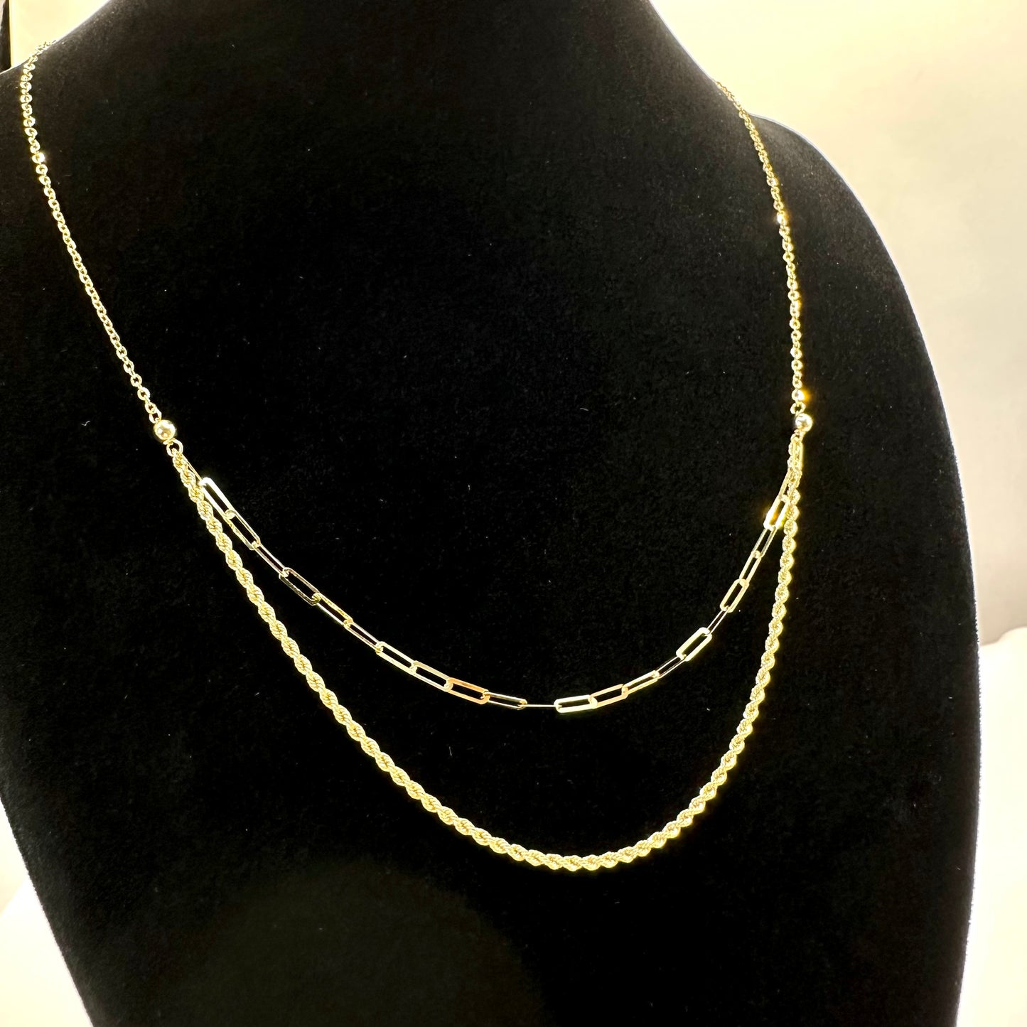 18k solid gold double layered chain