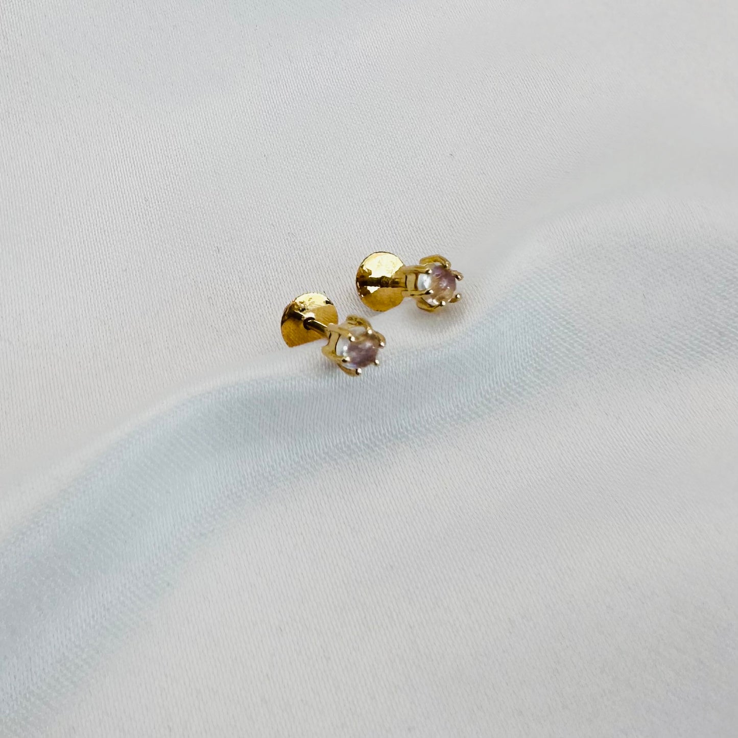 22k solid gold moon stone earrings