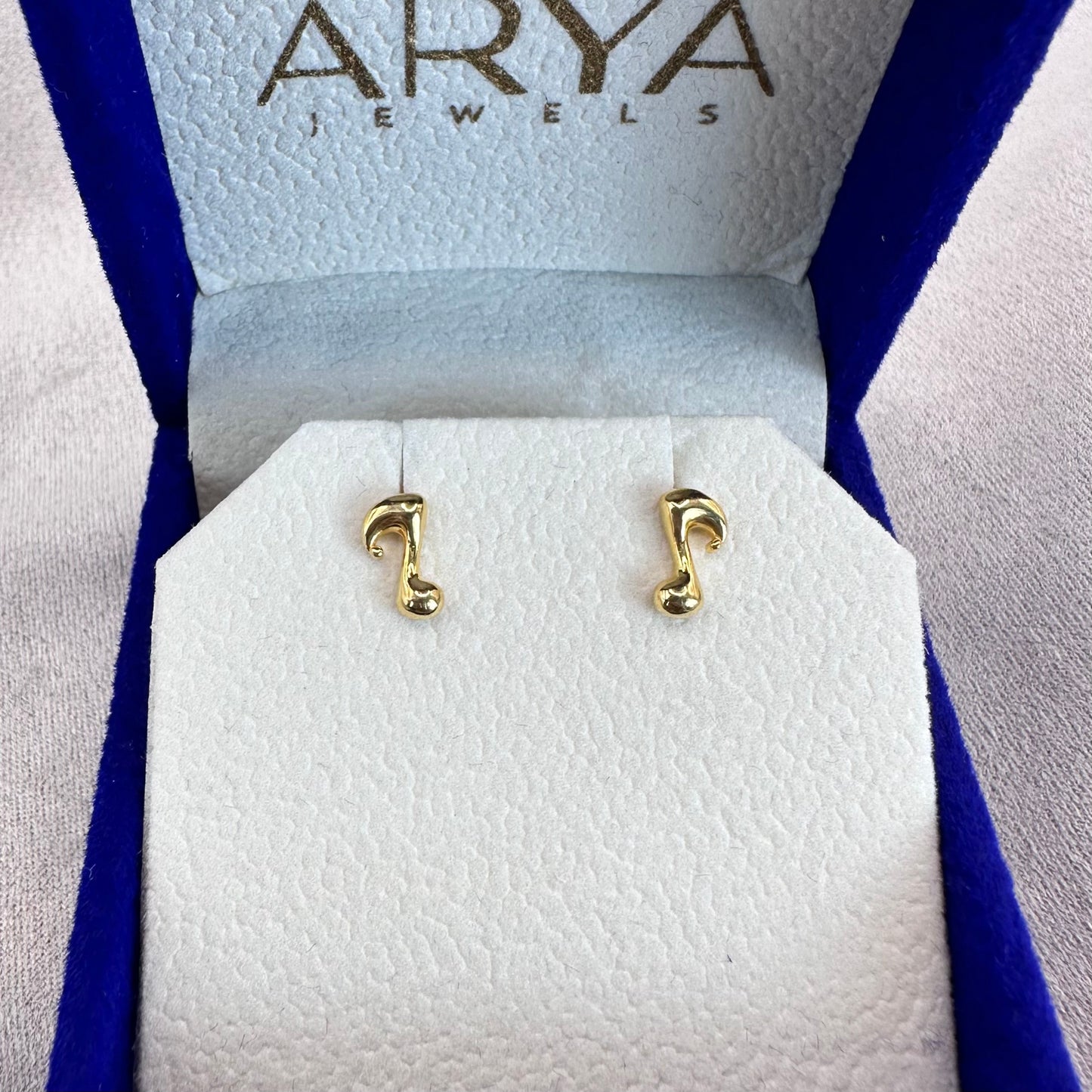 22k solid gold musical note earrings