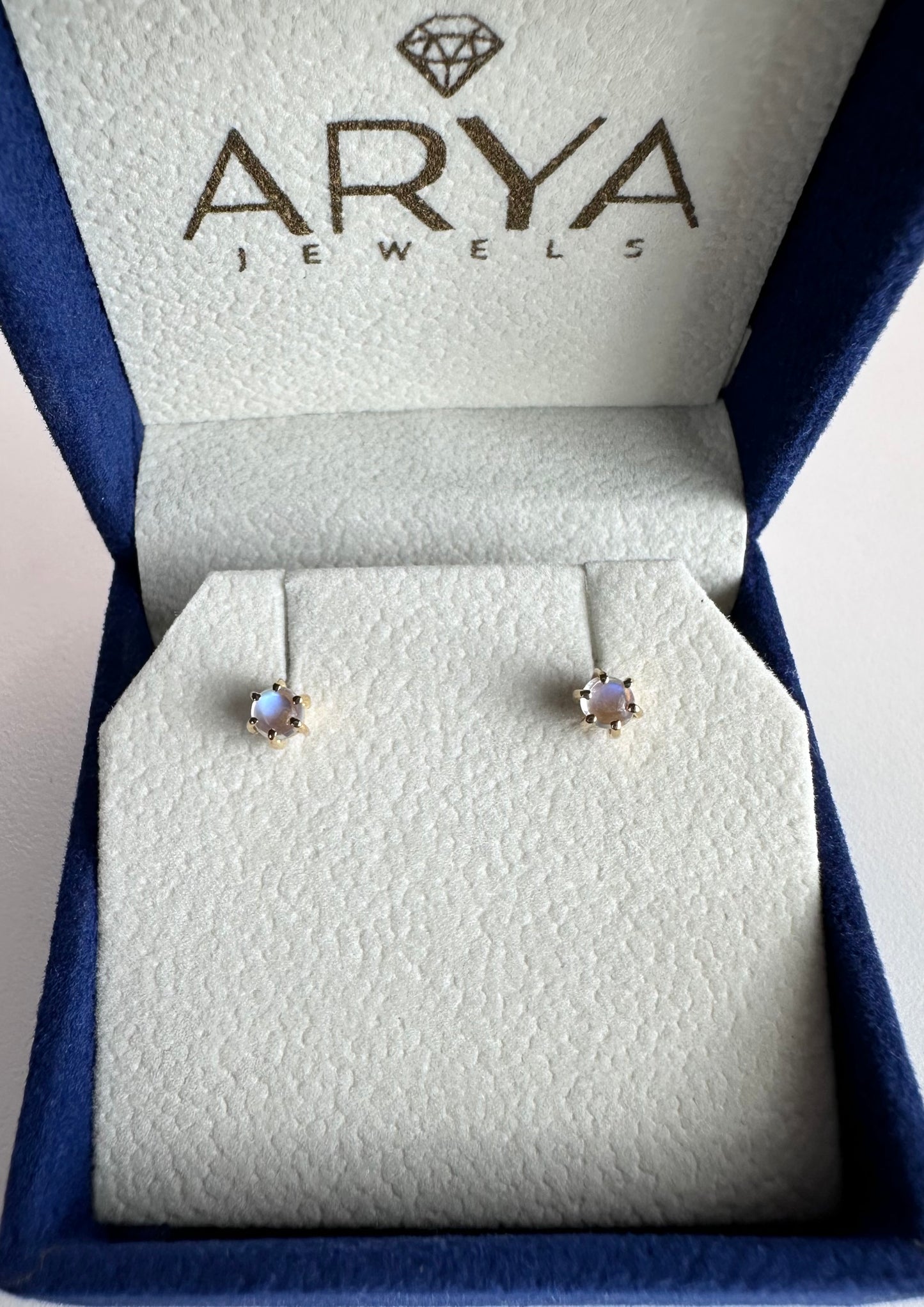 22k solid gold moon stone earrings