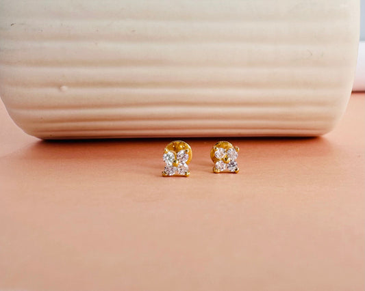 22k solid gold white CZ studded earrings