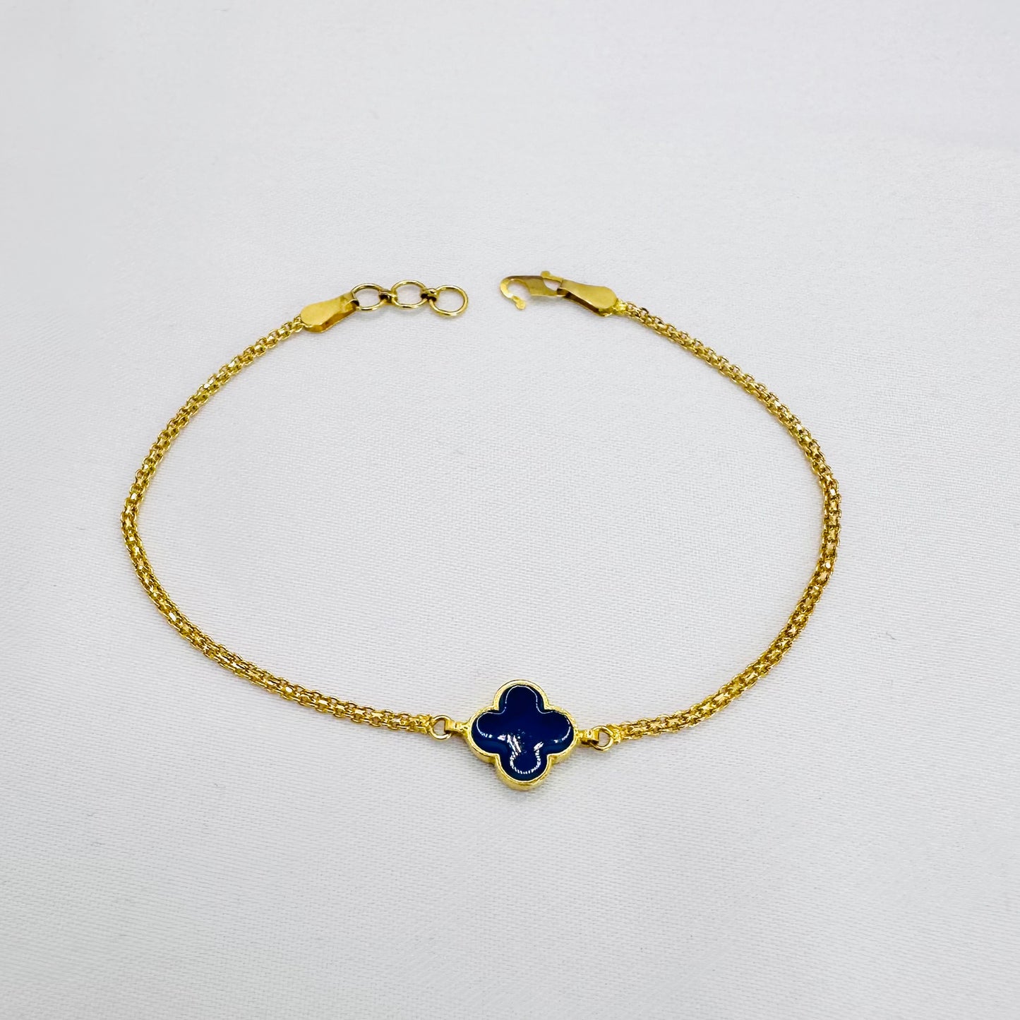 22k solid gold two colour clover bracelet