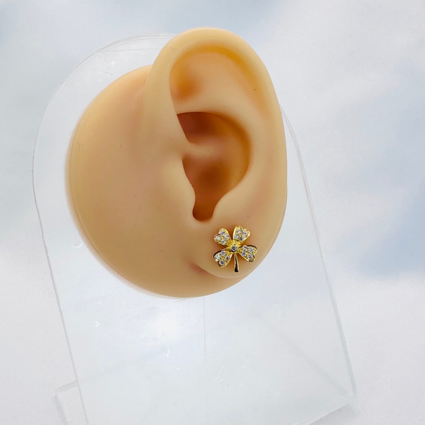 22k solid gold four leaf clover earrings