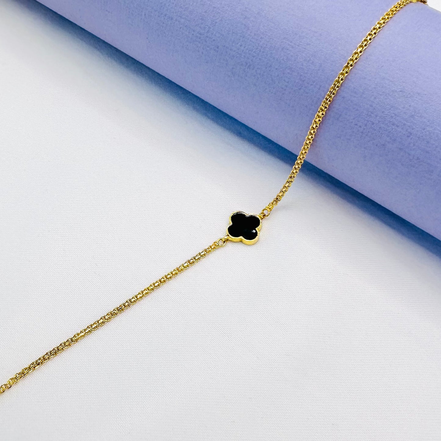 22k solid gold two colour clover bracelet