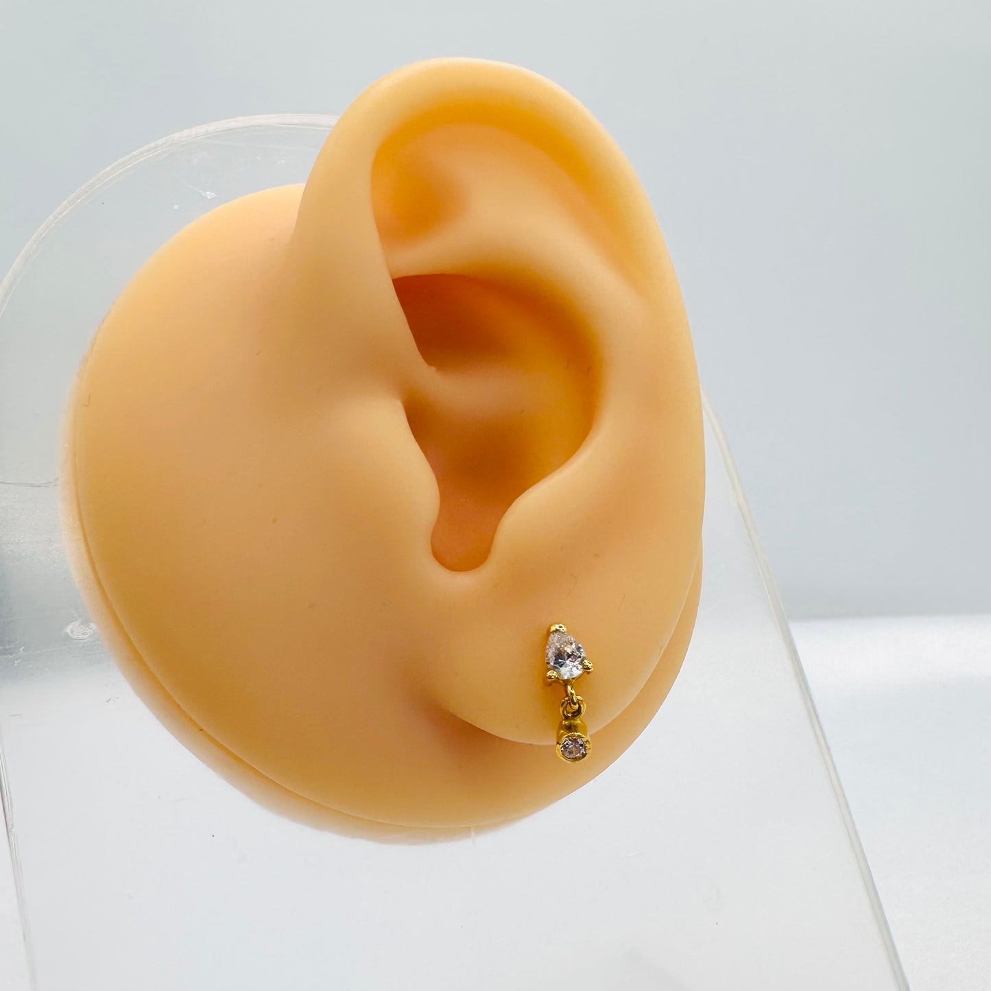 22k solid gold dangle ear studs / earrings