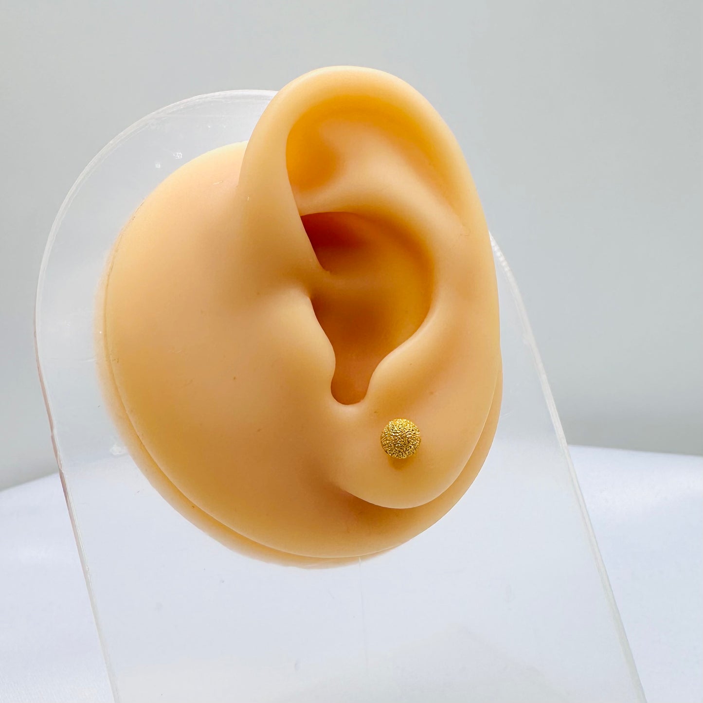 22k solid gold globe earrings in Sand blast finish