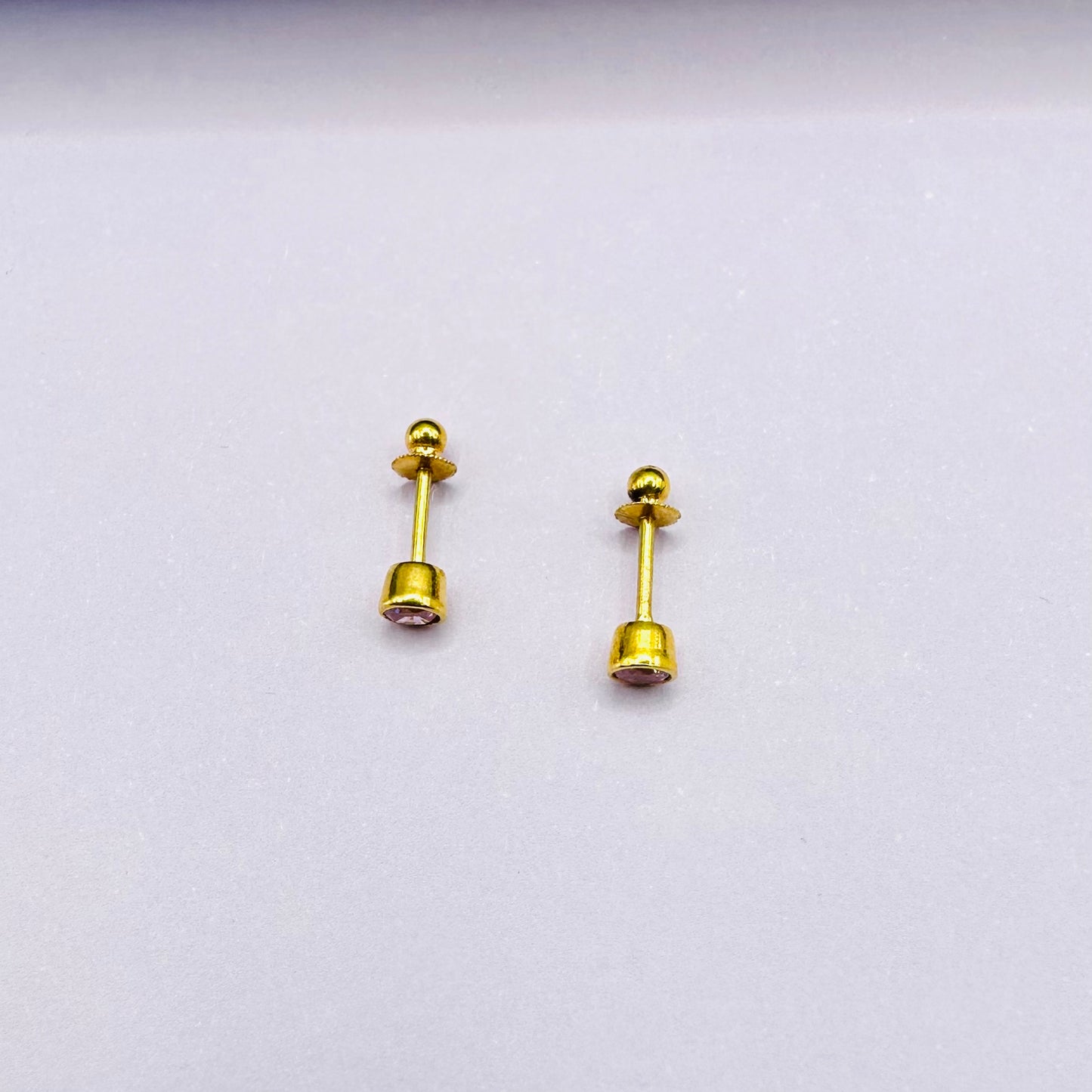 22k solid gold ear studs pink