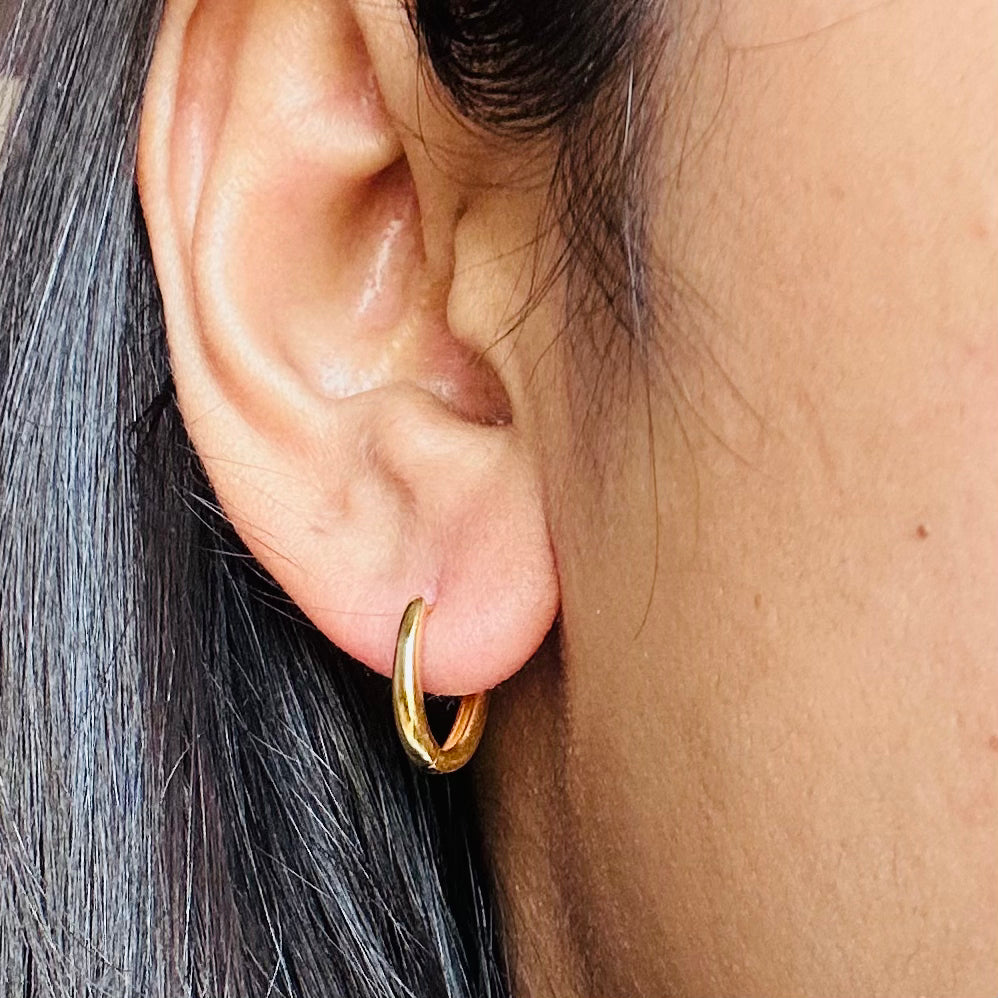 22k solid gold hoop earrings, huggies hoops, oval hoops