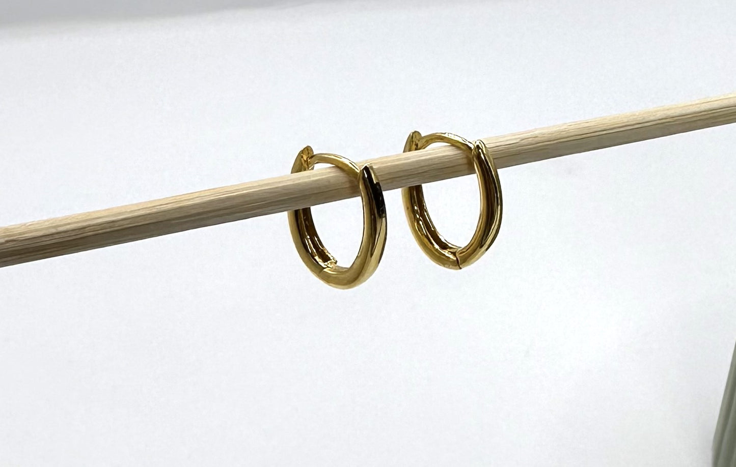 22k solid gold hoop earrings, huggies hoops, oval hoops