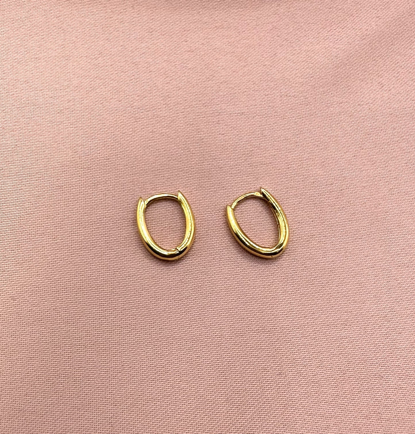 22k solid gold hoop earrings, huggies hoops, oval hoops