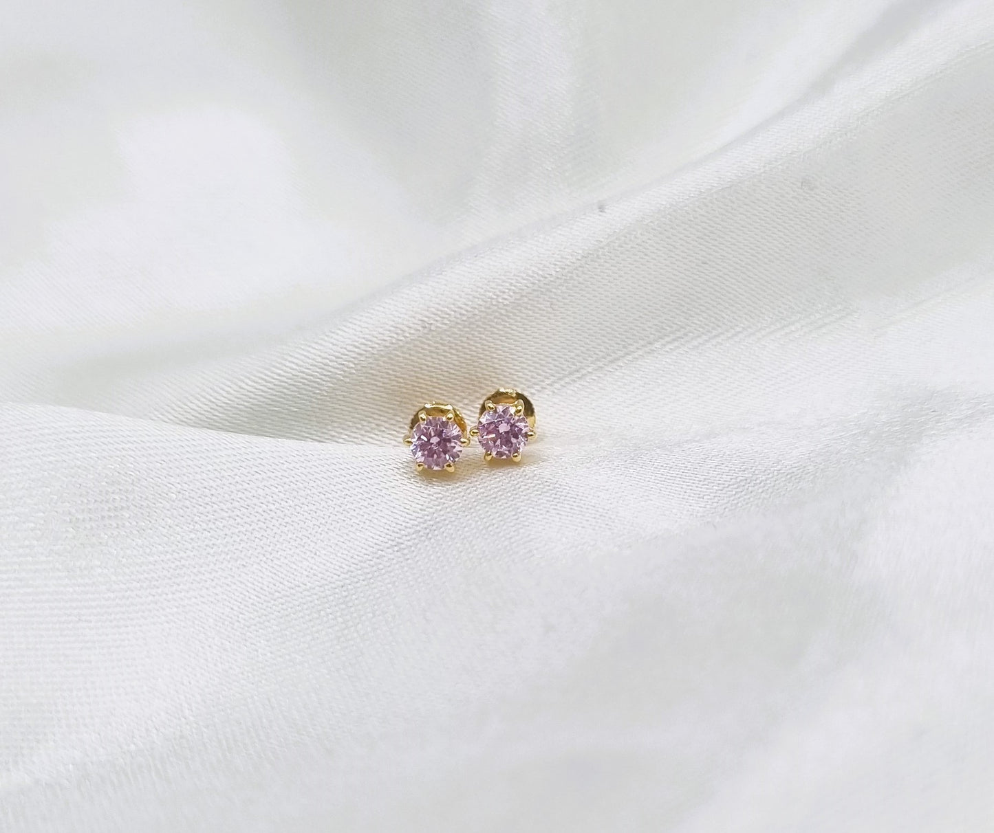 22k solid gold pink stone earrings/ear studs