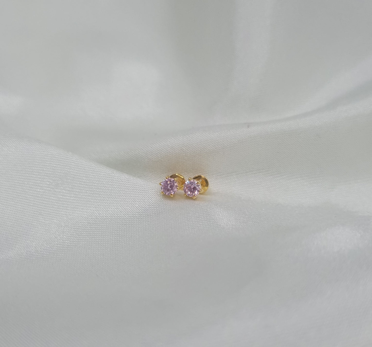 22k solid gold pink stone earrings/ear studs