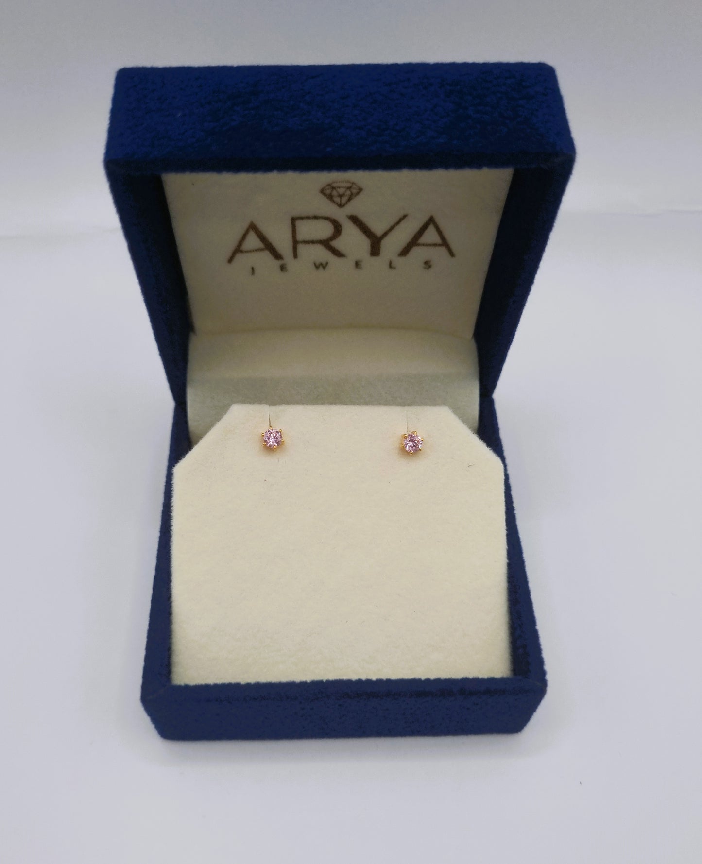 22k solid gold pink stone earrings/ear studs