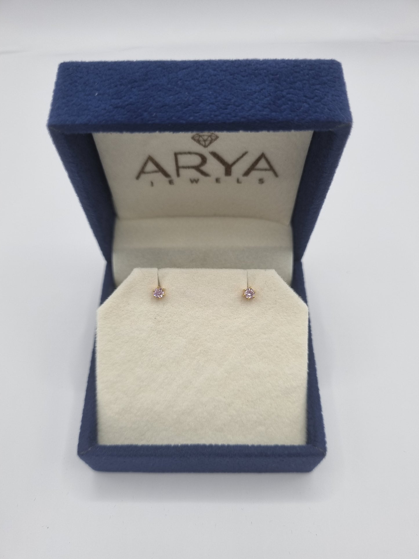 22k solid gold pink stone earrings/ear studs