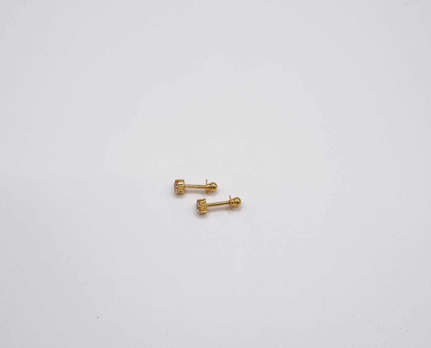 22k solid gold pink stone earrings/ear studs