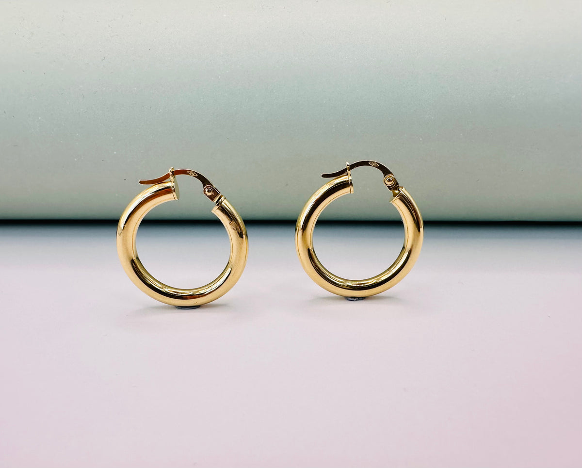 18K Solid Gold Hoop Earrings