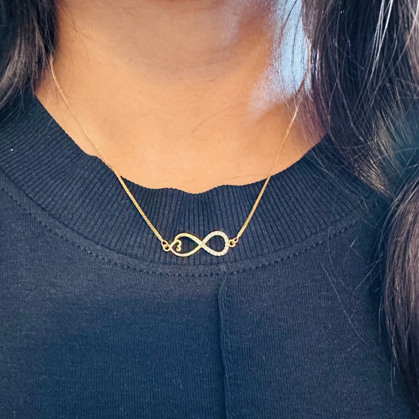 22k solid gold infinity necklace