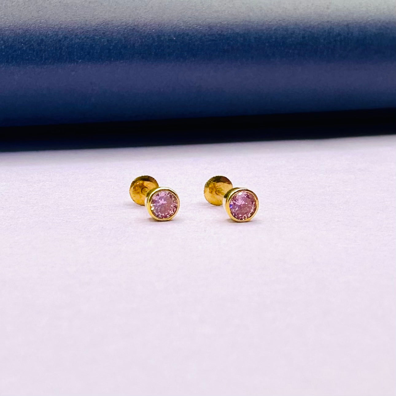22k solid gold ear studs pink