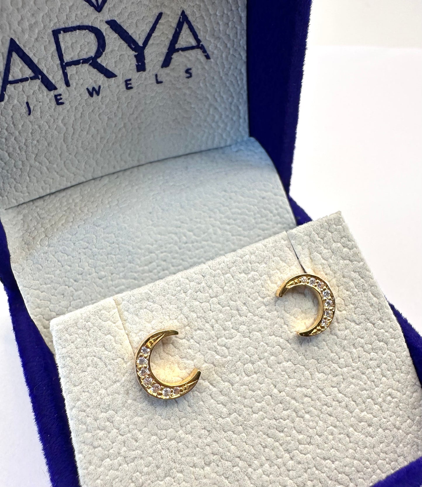 22k solid gold crescent earrings