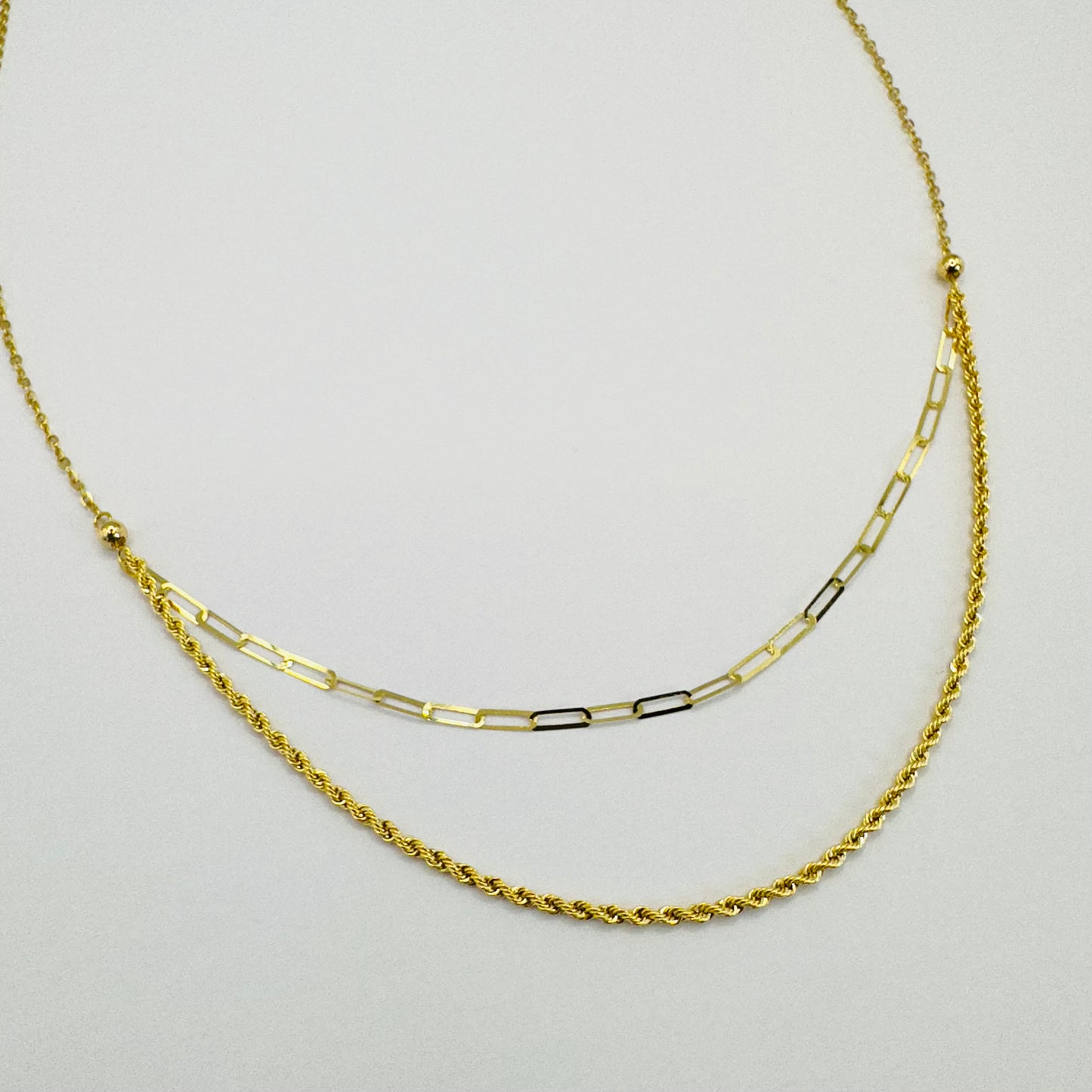 18k solid gold double layered chain