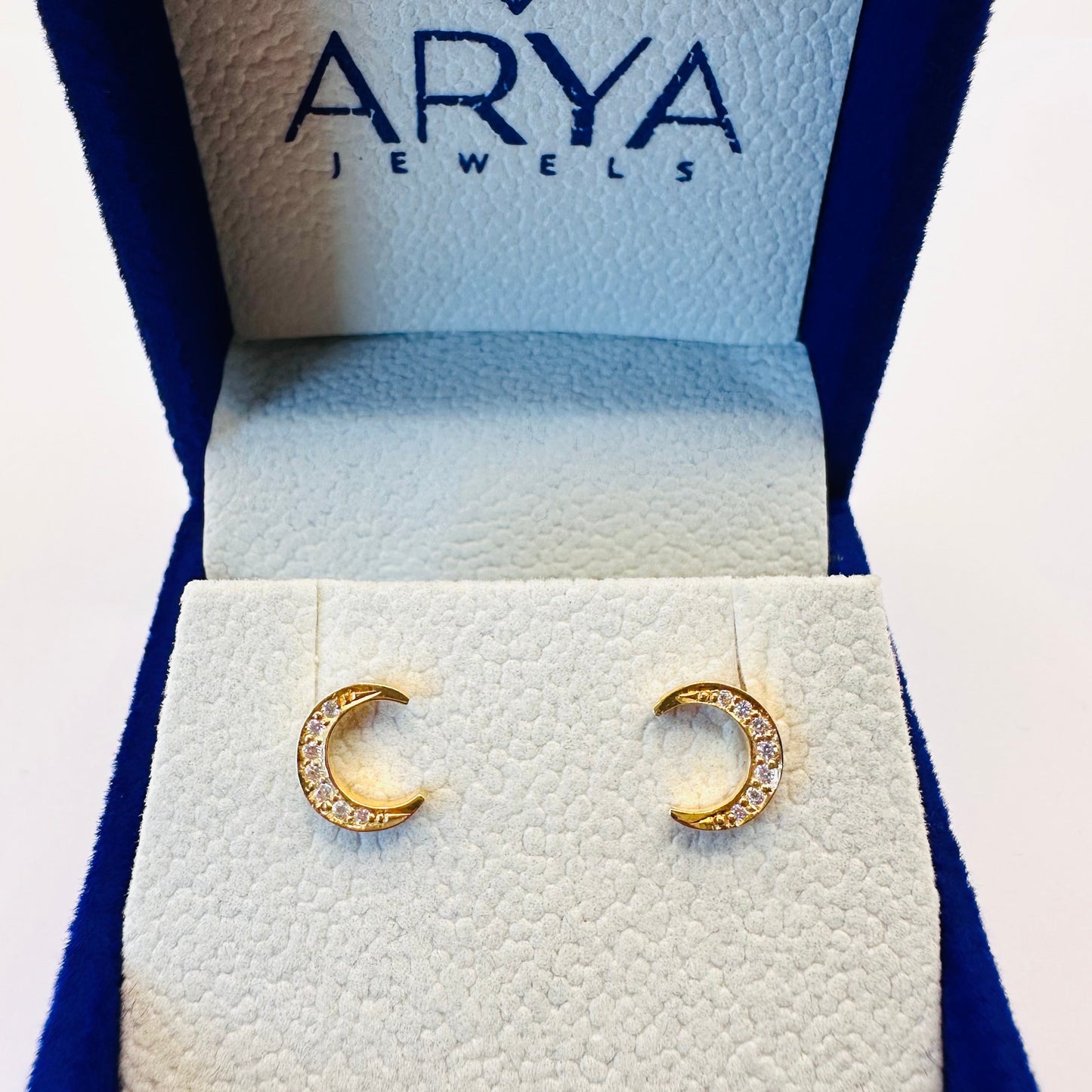 22k solid gold crescent earrings
