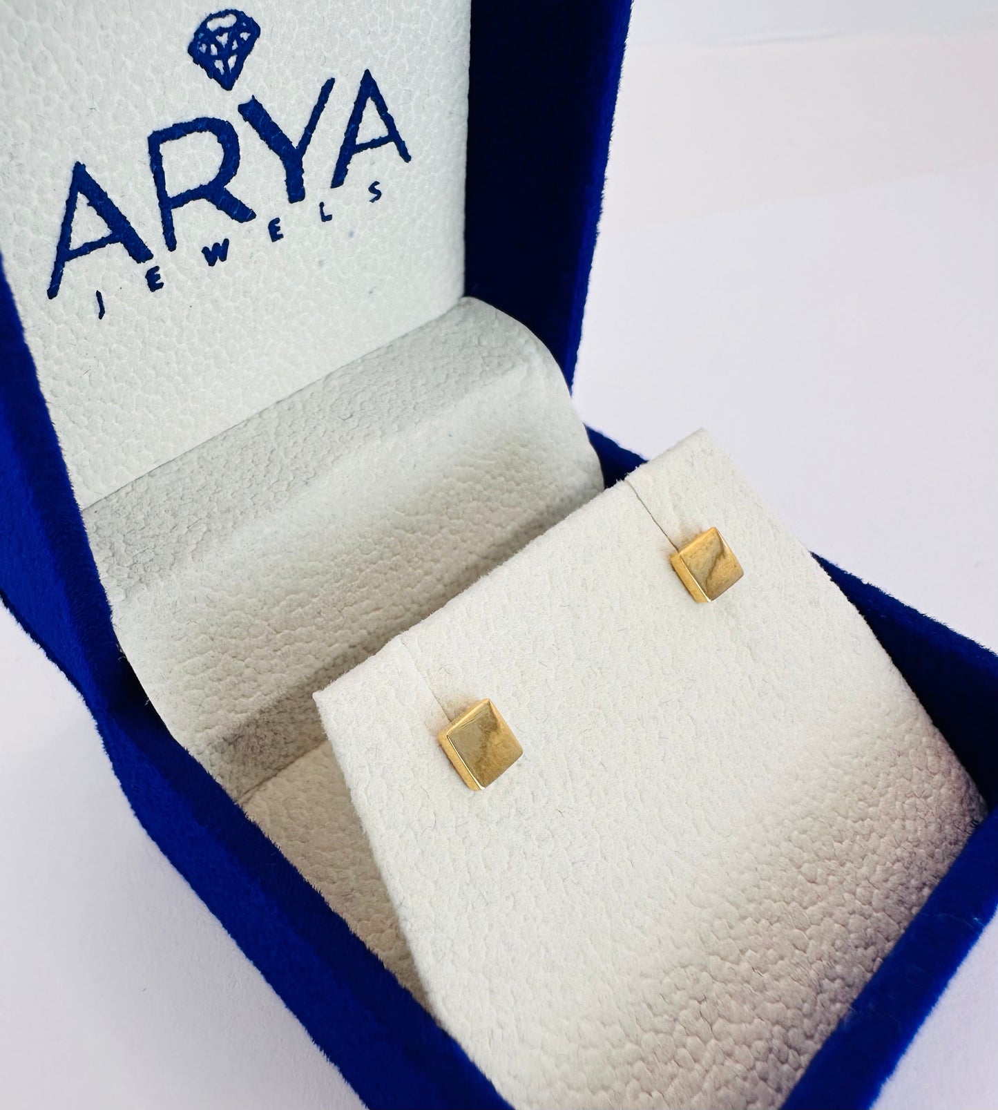 22k solid gold small square earrings