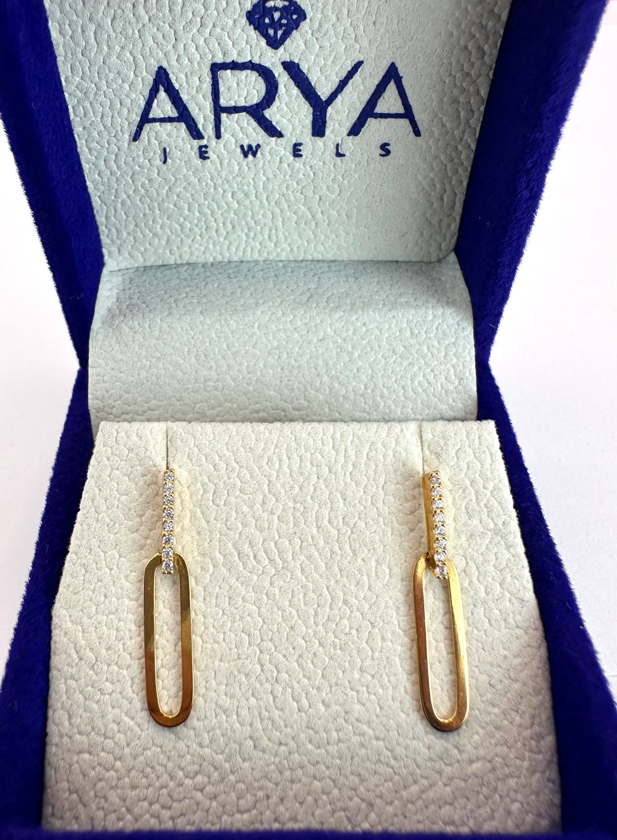 22k solid gold dangle ear studs / earrings