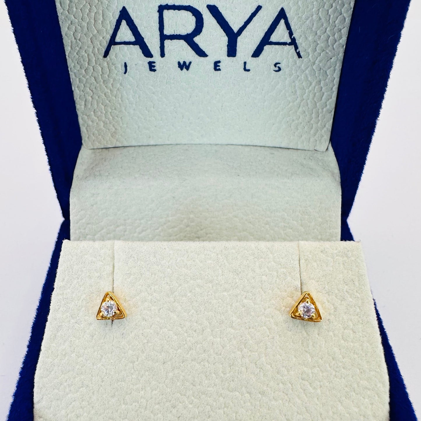 22k Solid Gold Triangle Stud Earrings: Kids & Adults