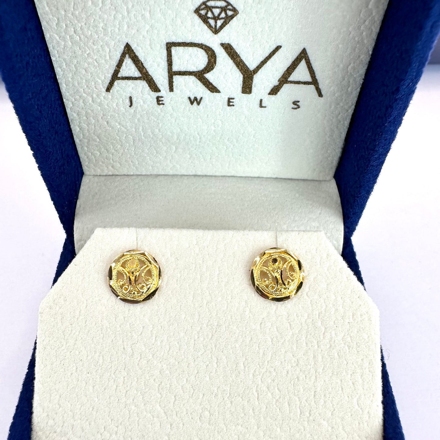 22k solid gold round earrings