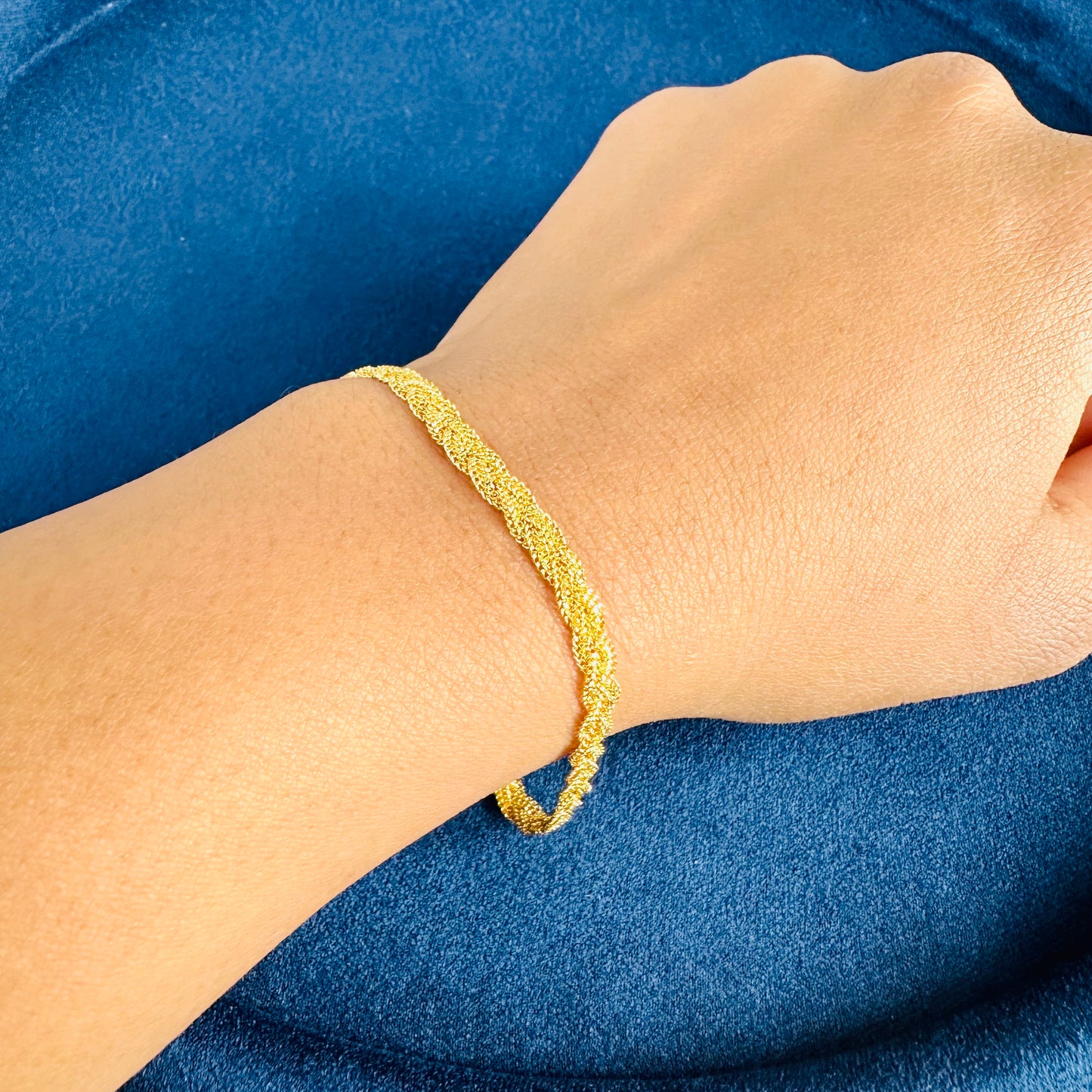 22k solid gold braided bracelet